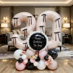 Alternative view of Coqutte Ribbon Digit Deluxe Signature Balloon Centerpiece