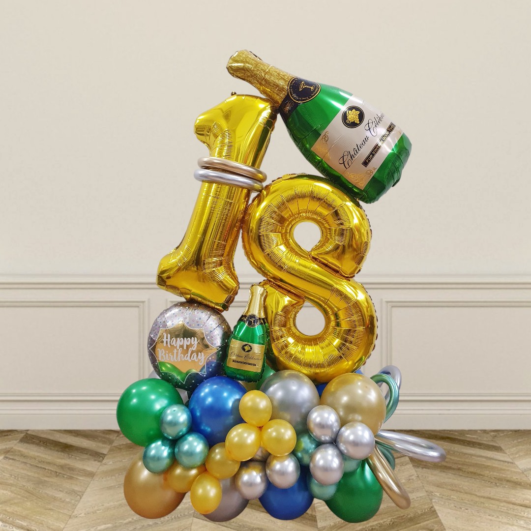 Happy Birthday Champagne Wine Balloon Centerpiece