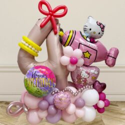 Hello Kitty Airplane Happy Birthday Balloon Centerpiece
