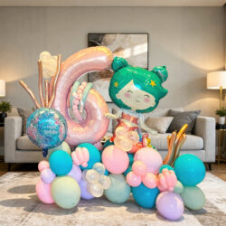 Alternative view of Underwater Mermaid Birthday Signature Balloon Centerpiece