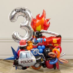 Emergency Rescue Team Fire Engine Police Car Birthday Balloon Centerpiece