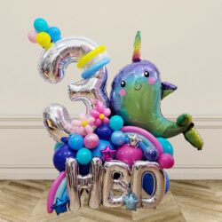 Happy Birthday Narwal Balloon Centerpiece
