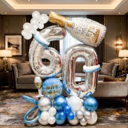 Alternative view of Lets Celebrate White Wine Balloon Centerpiece
