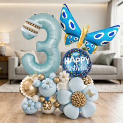 Alternative view of Azure Butterfly Signature Balloon Centerpiece