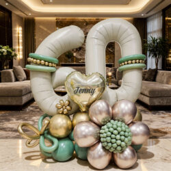 Alternative view of Cream Flower Signature Balloon Centerpiece