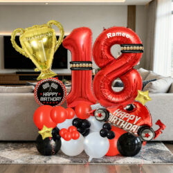Alternative view of Happy Birthday Racing Car Champion Balloon Centerpiece