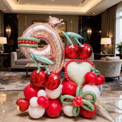 Alternative view of Mon Cherry Birthday Signature Balloon Centerpiece