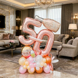 Alternative view of Rose Gold Champagne Bottle Signature Balloon Centerpiece